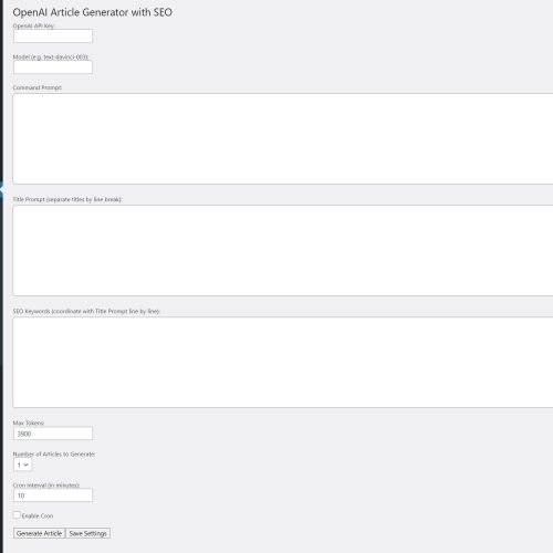 WordPress OpenAI Article Generator + Plugin Installation
